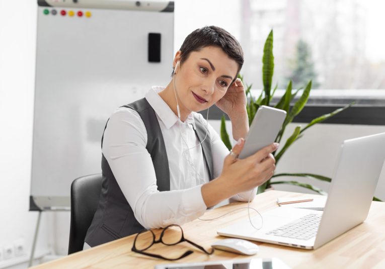 portrait-adult-woman-working-from-office